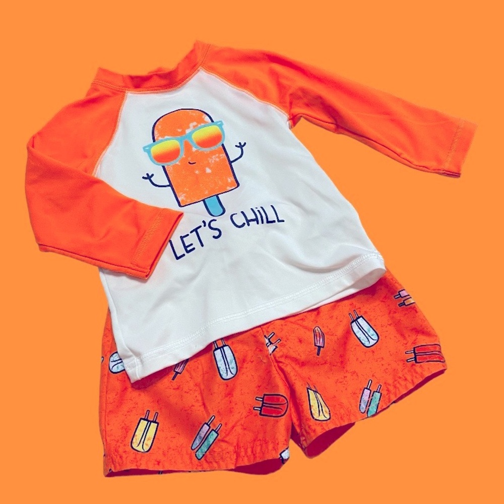 12M Cat & Jack - Neon Orange - Popsicle “Let’s Chill”
